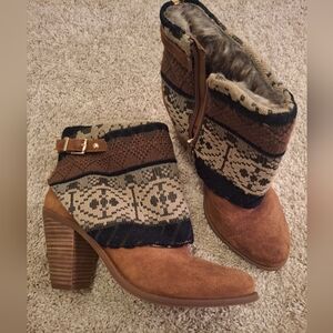 Stylish Brown Patterned Women's Boots